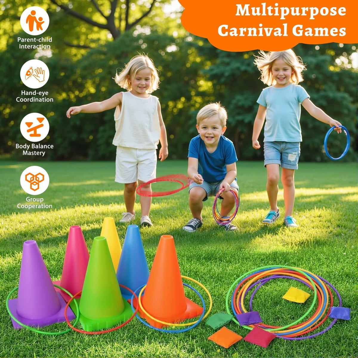 31 Pcs Bean Bag Toss Game Set Outdoor Carnival Games Set for Ages 4 5 6 7 Birthday Party Gifts