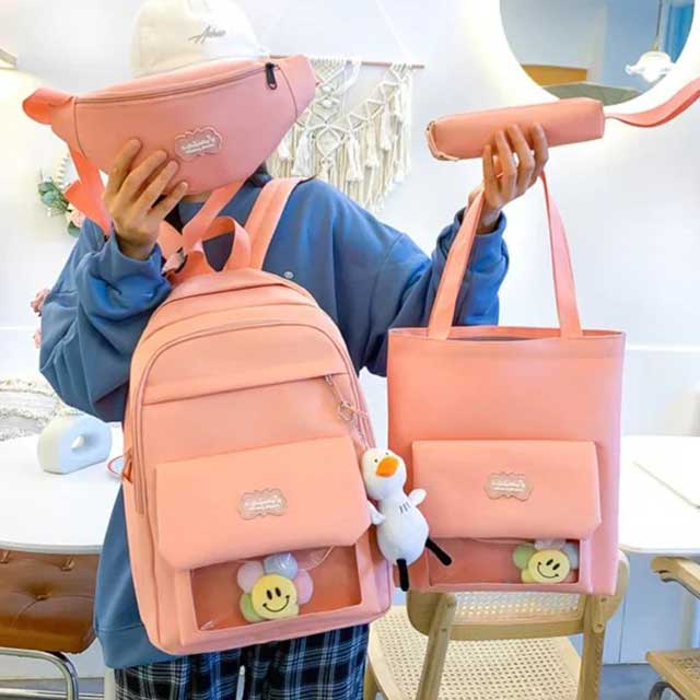 Large Capacity Four-Piece Set Schoolbag - Durable, Spacious Backpack for Kids & Students