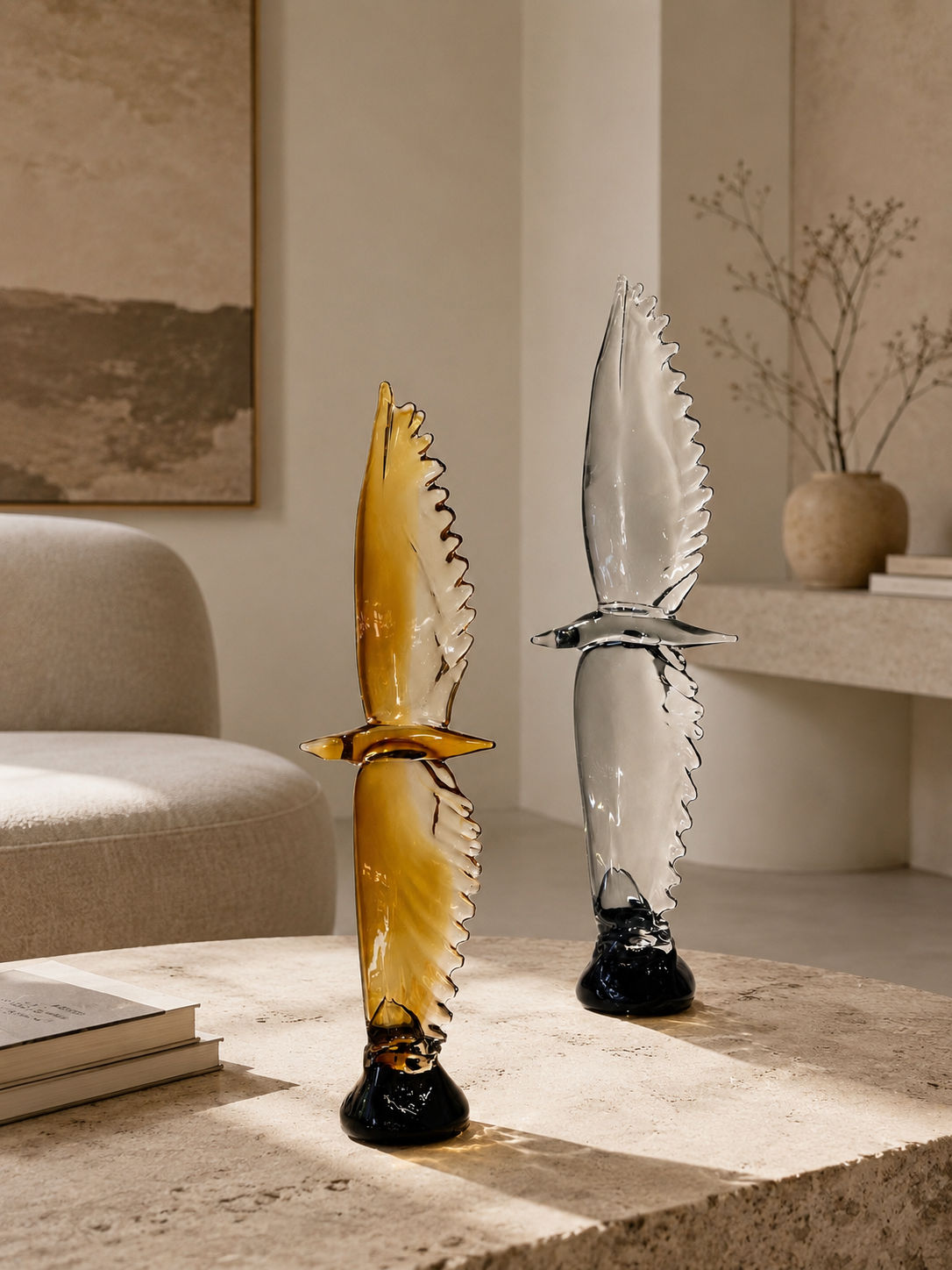 Tati deco Murano flying eagle amber grey