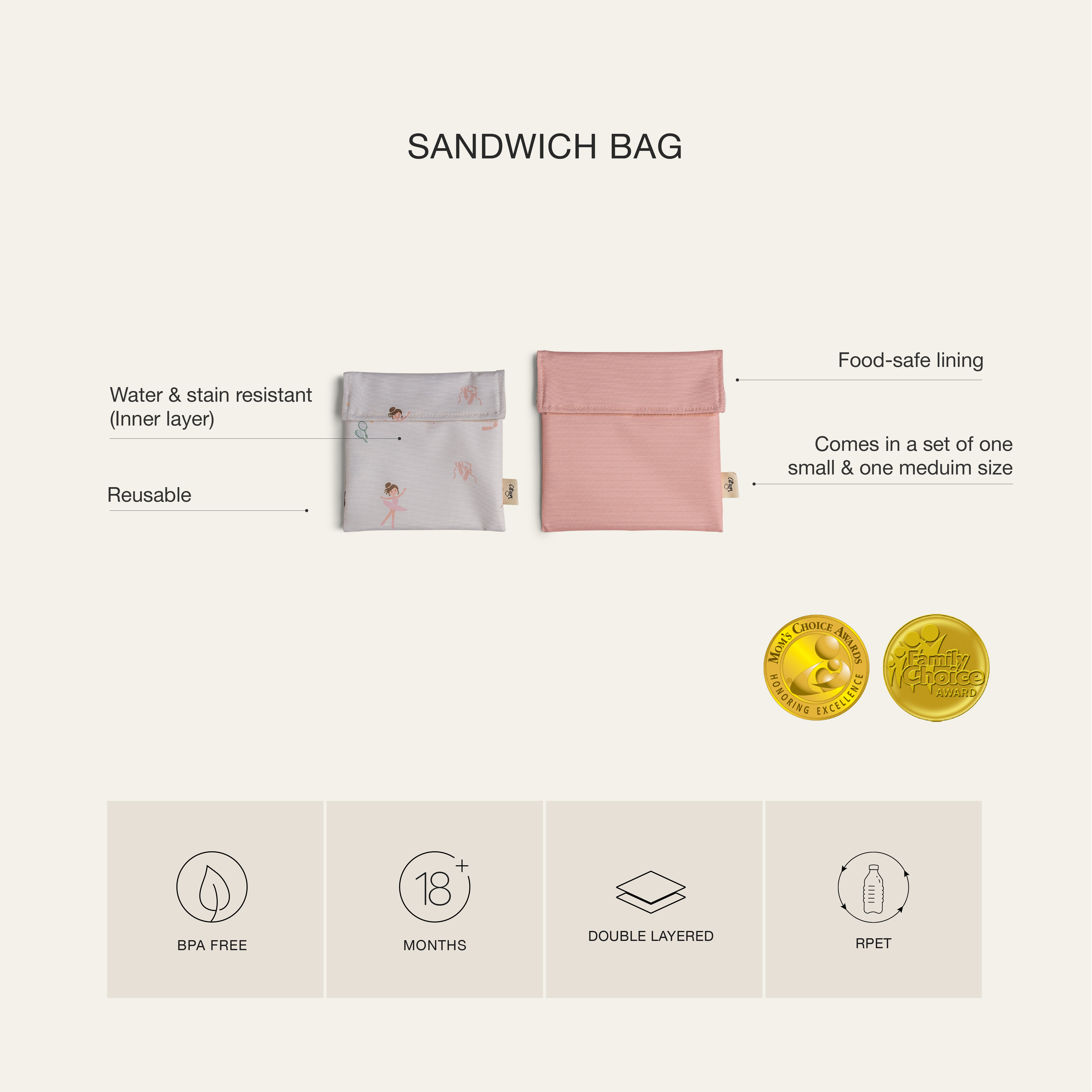 Citron-Reusable Sandwich Bag Set of 2-Vehicles