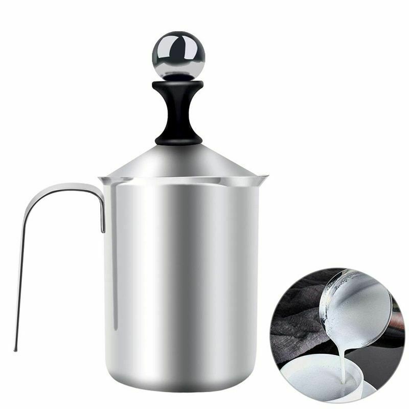 Manual Milk Coffee Frother Stainless Steel Double Mesh Milk Creamer Milk Foam Maker