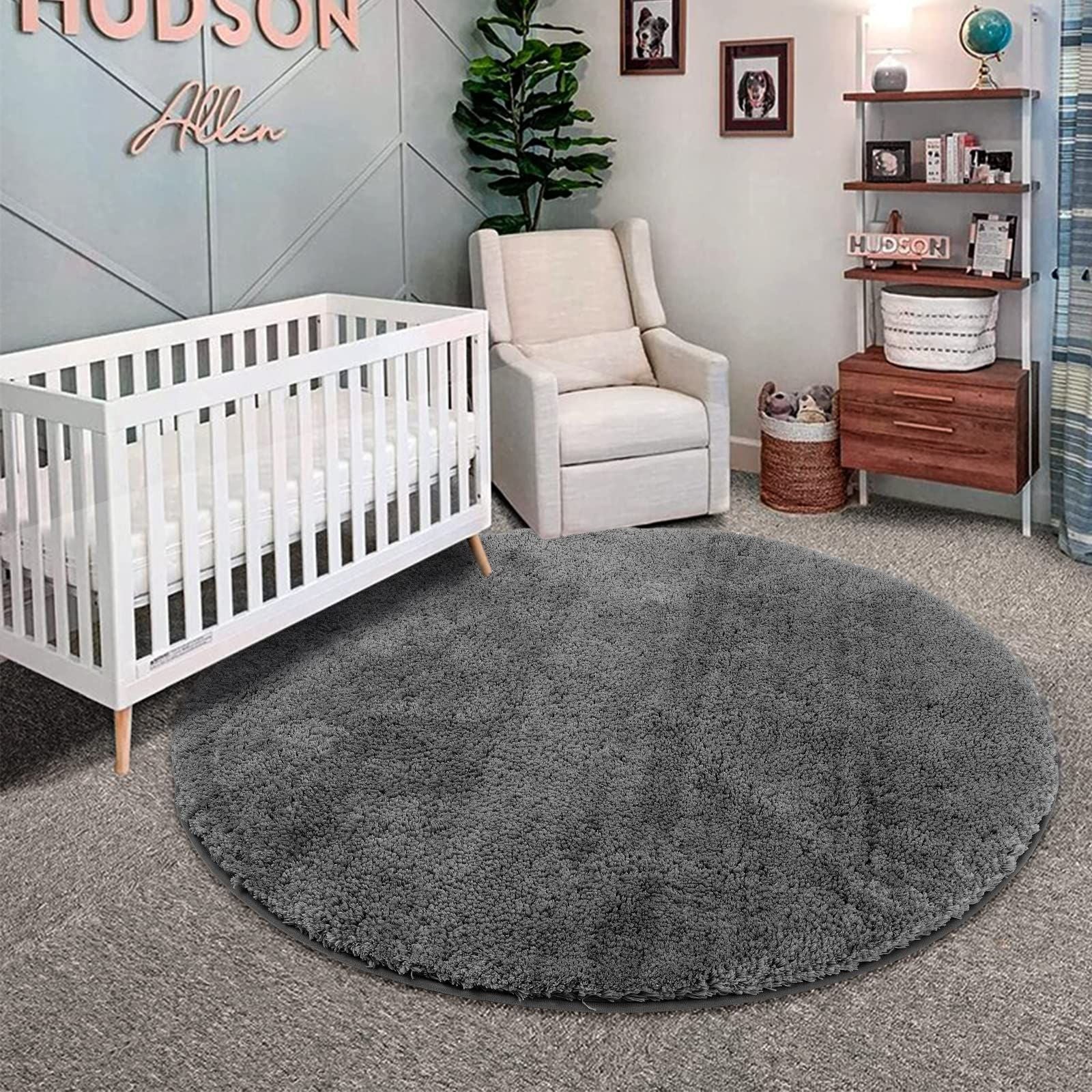 Fluffy Washable Non Slip Seavish Round Shag Rug