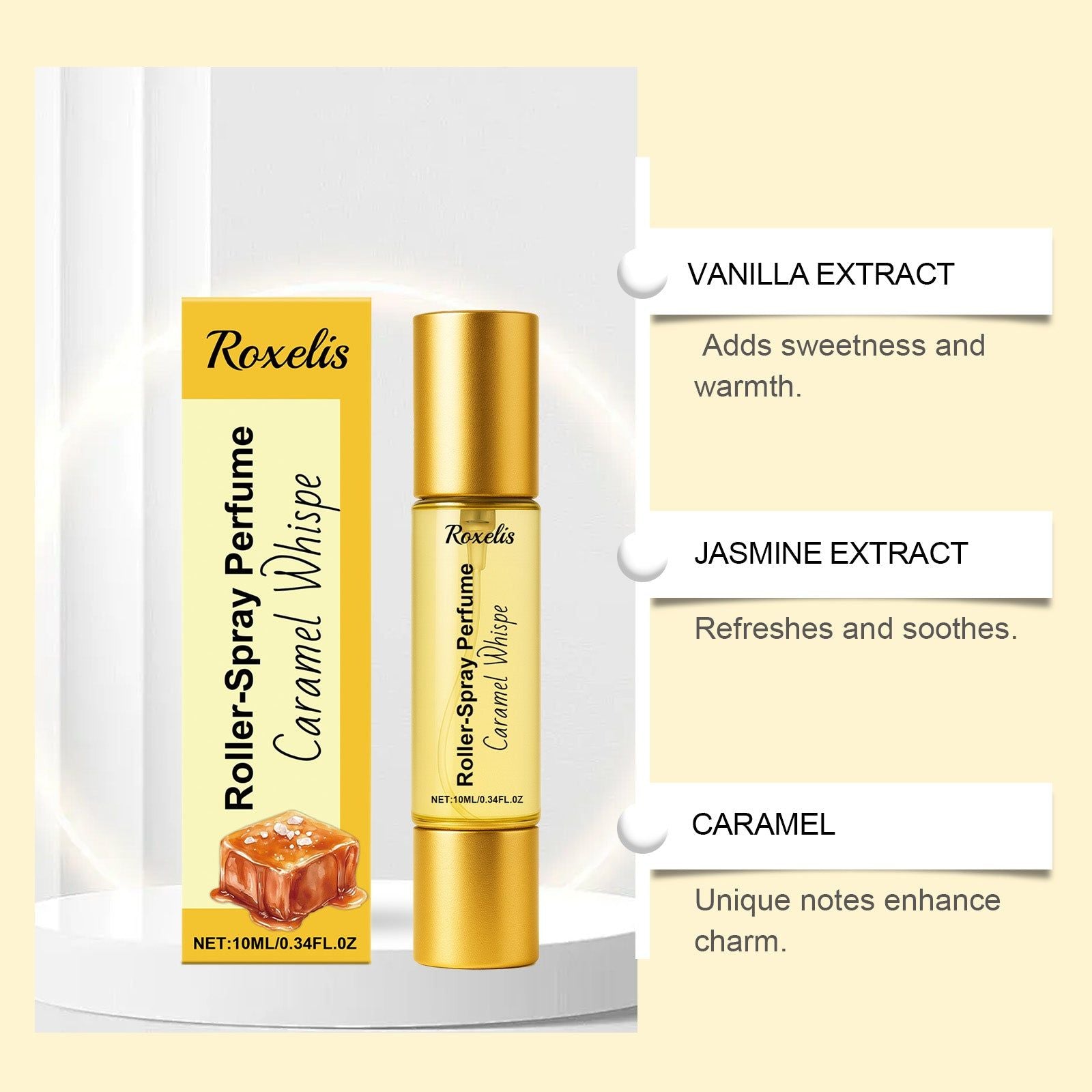 Caramel Roll-On Fragrance Spray, Natural Long-Lasting Scent, Portable Eau De Toilette ,10ml