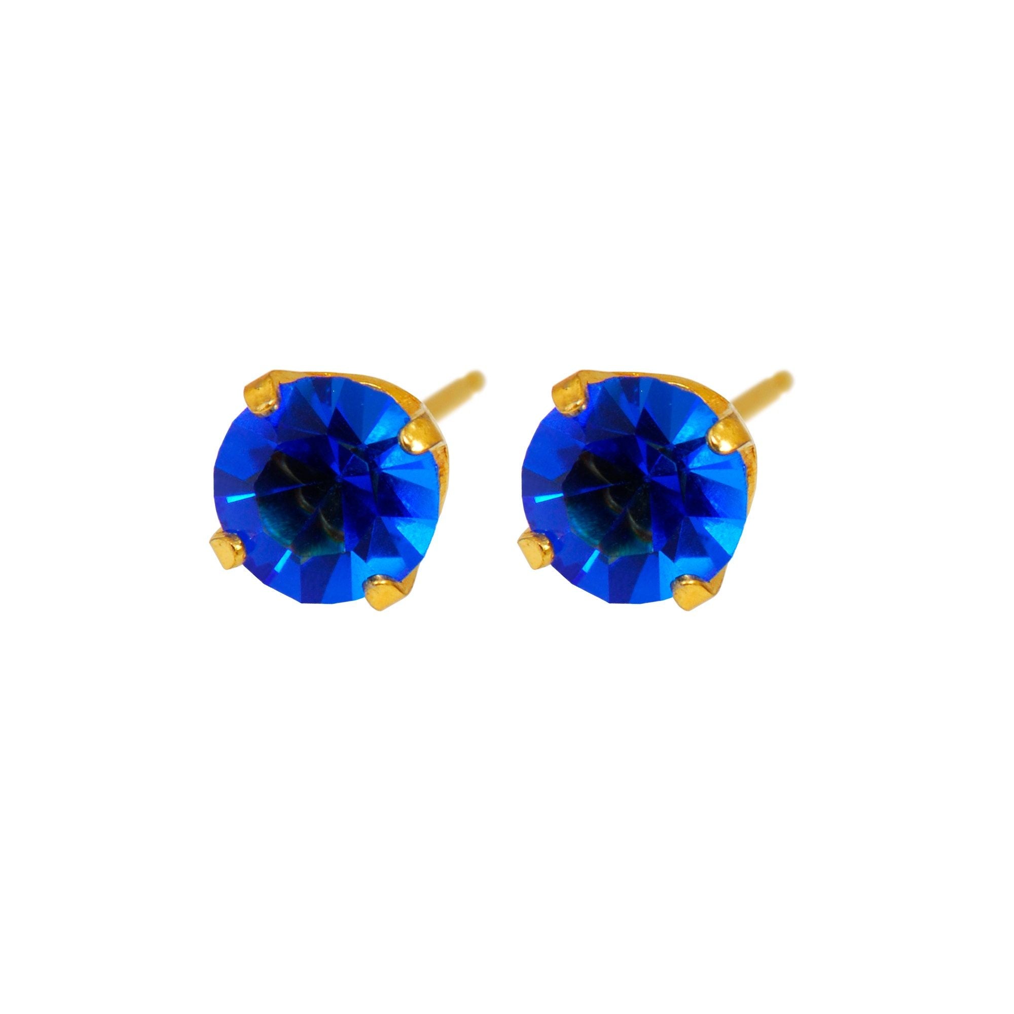 Caflon Fashion Sense Gold Plated Sapphire Tiffany Earring, 5mm
