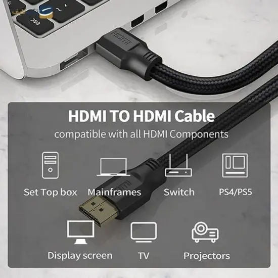 Porodo 8K HDMI to HDMI Cable with Dynamic HDR, 18Gbps, Gold-Plated Connectors, Black