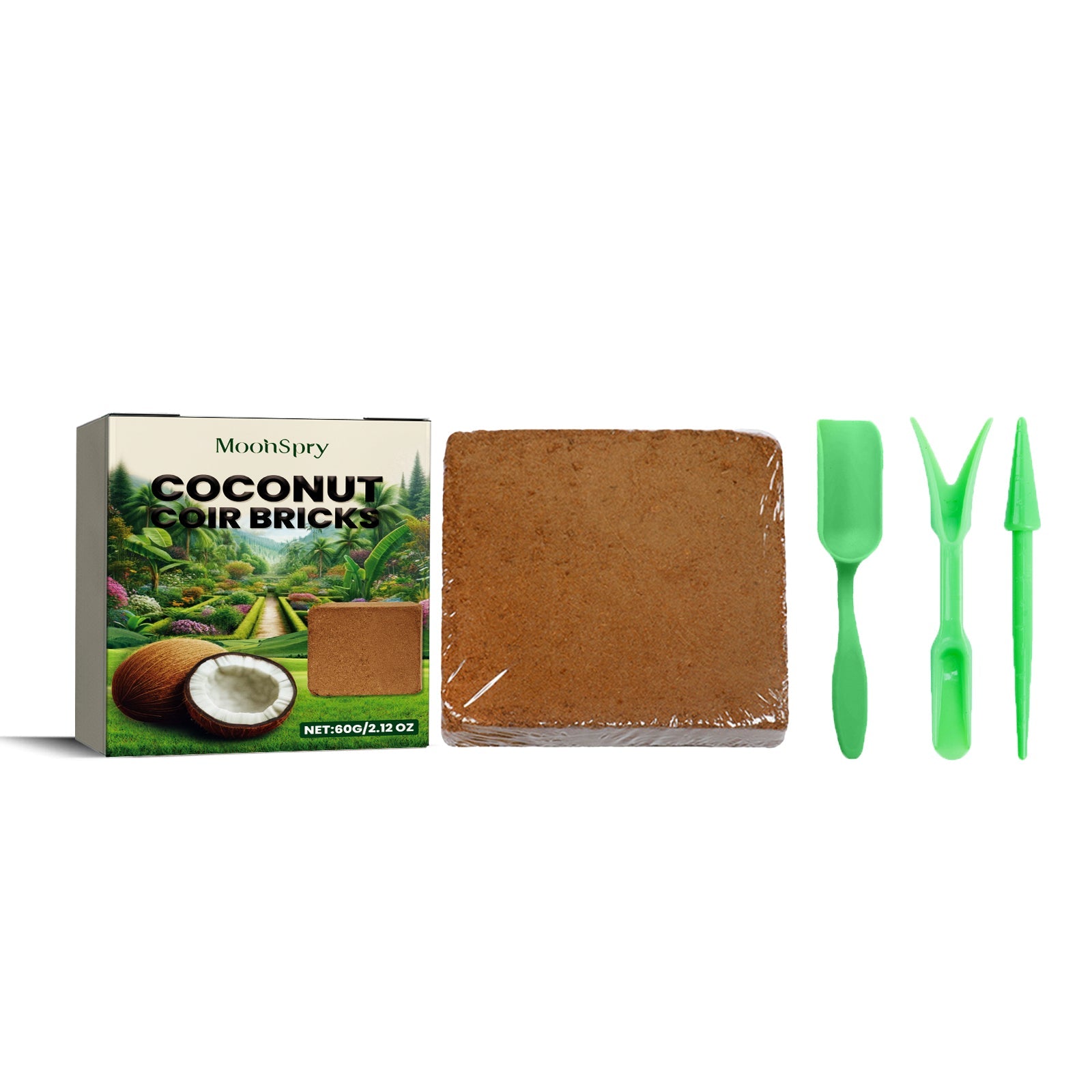 Boost Plant Growth with Nutritive Soil, Coconut Shell Fiber Brick Set, Eco-Friendly Fertilizer ,1set