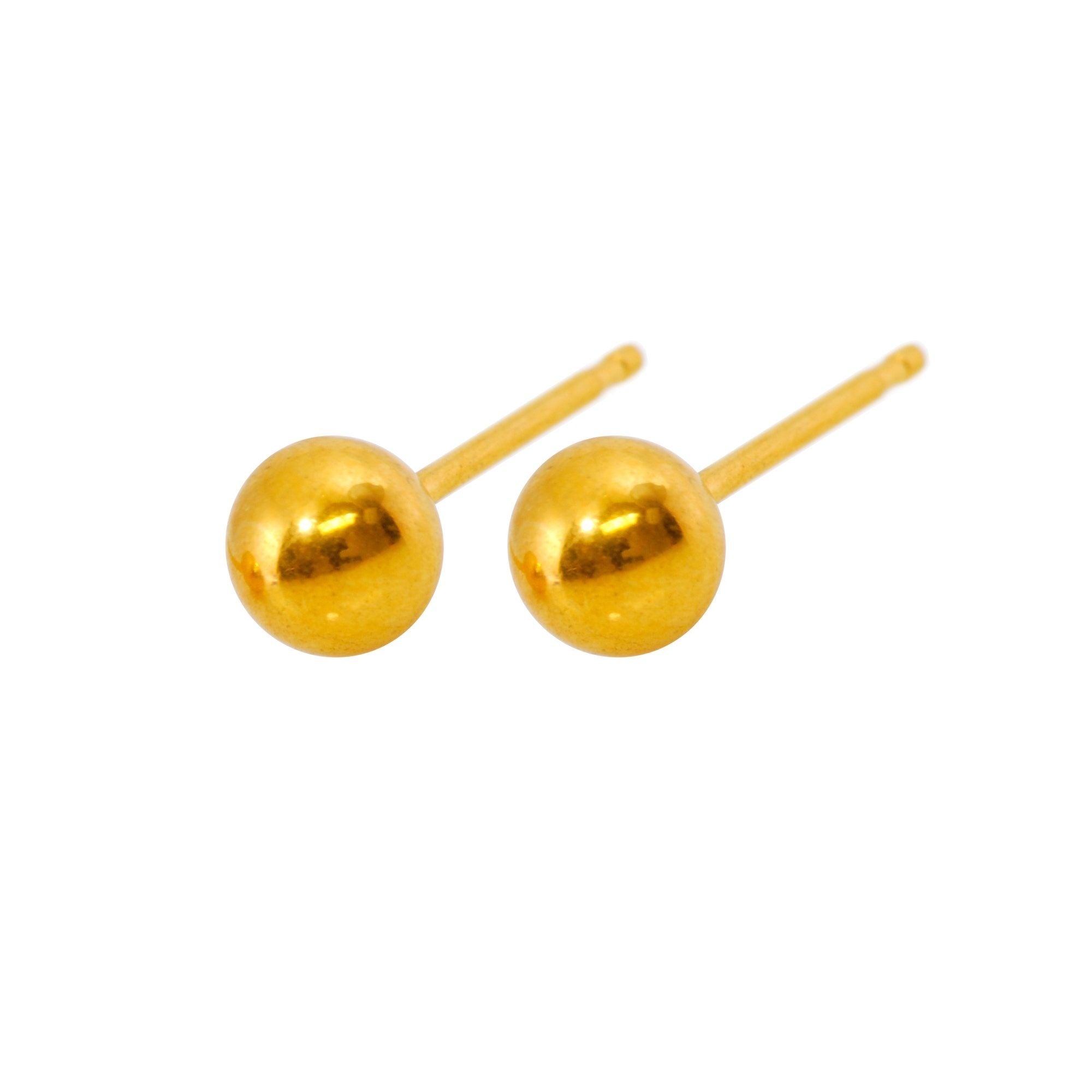 Caflon Fashion Sense Gold Plated Ball Earring, 5mm
