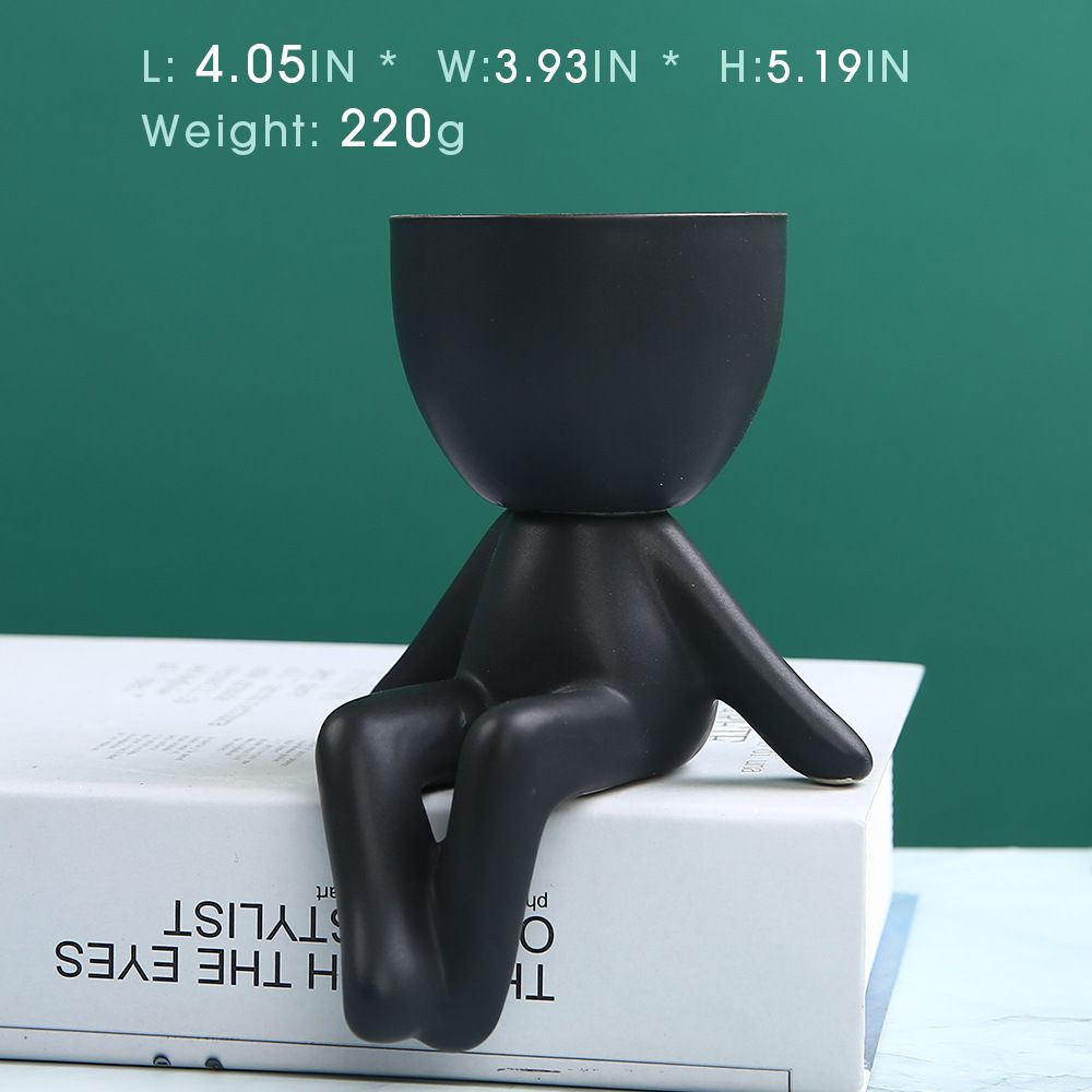 Mini-family Flowerpot Human Being Shape Ceramic Desktop Planter Container For Succulents