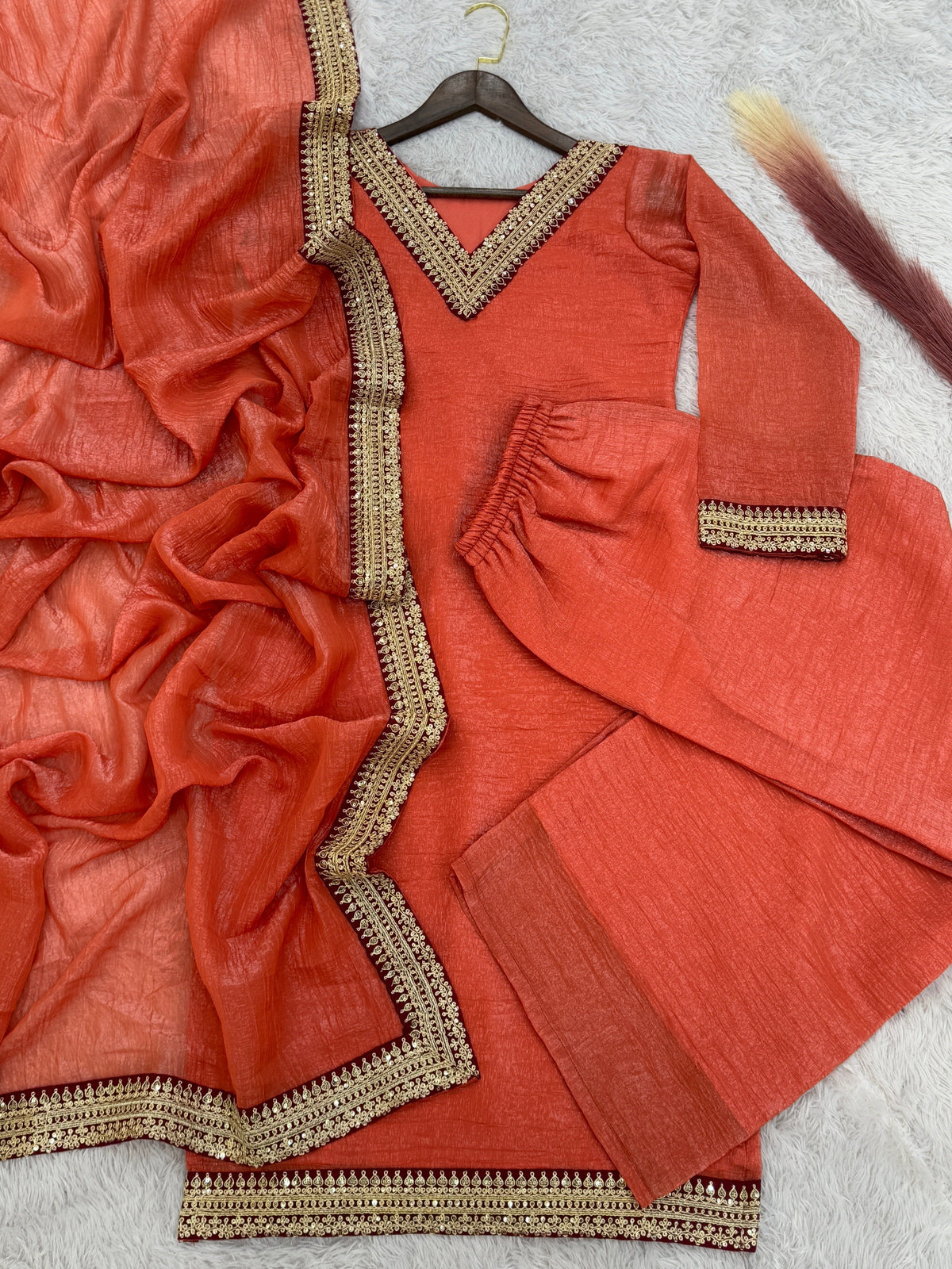 Fab Zone Festive Embroidered Set with Dupatta