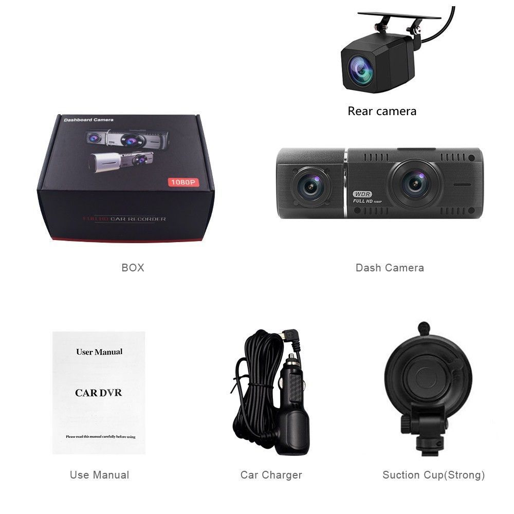 Dash Cam Dual Front Rar Dash Camera Car Parking Monitor Driving Recorder Car Dvr