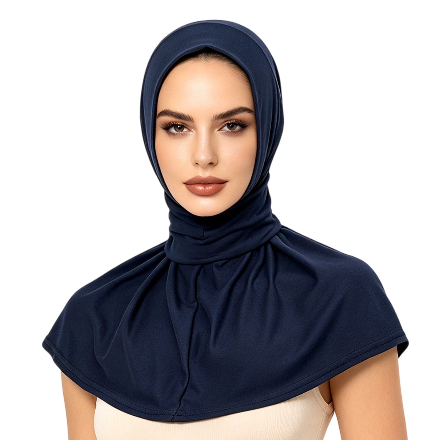 Integrated Stretch Hijab Scarf with Neck Cover for Women