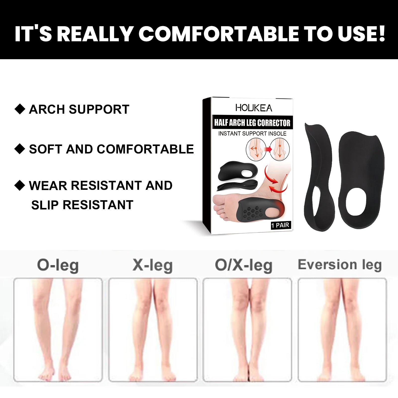 Insoles, Arch Support for Flat Feet, Posture Correction, Non-Slip, Foot Care ,1 pair