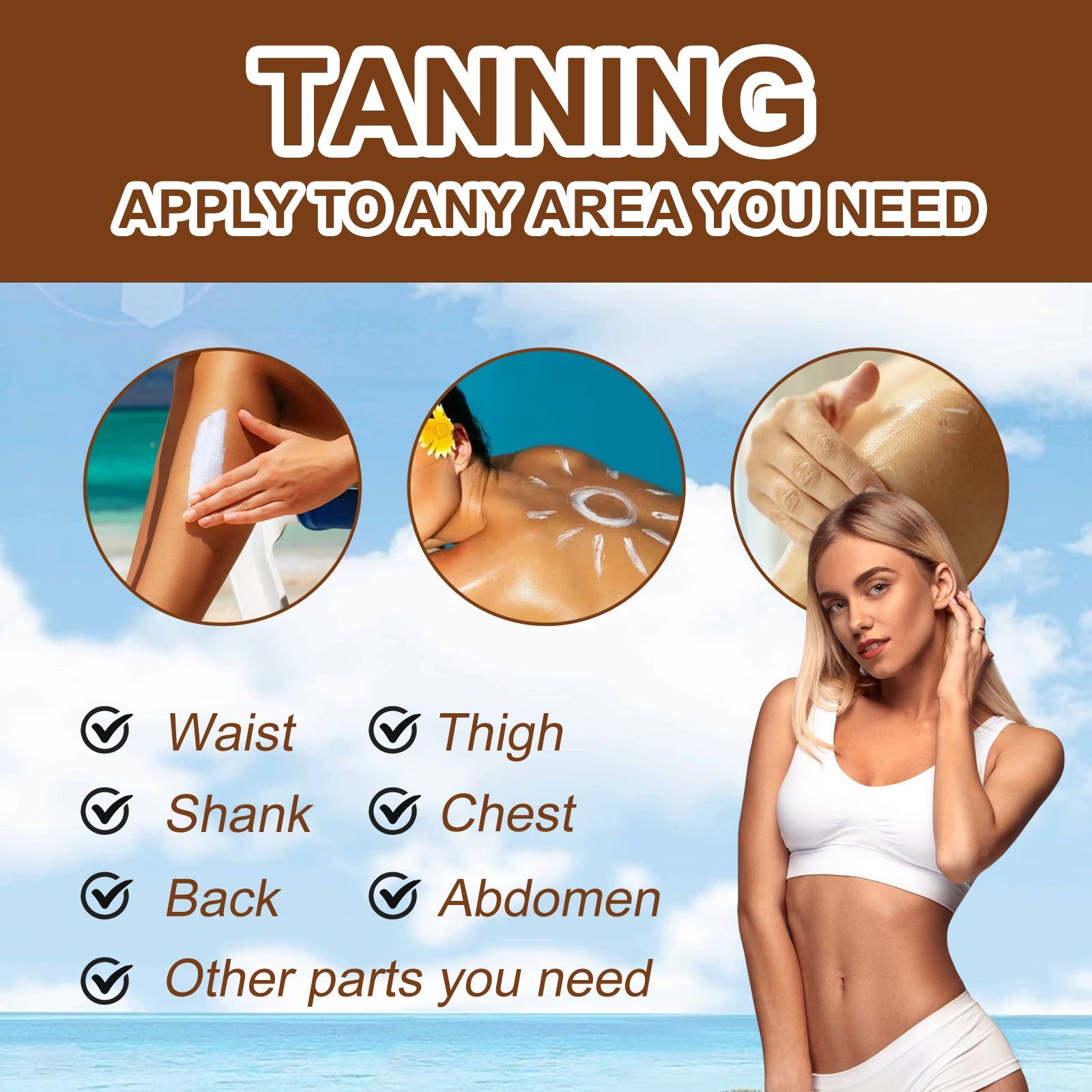 Blackening Cream Sunless Tanning Lotion, Hydrating, Natural Summer Tan, Moisturizing, Anti-Wrinkle ,60g