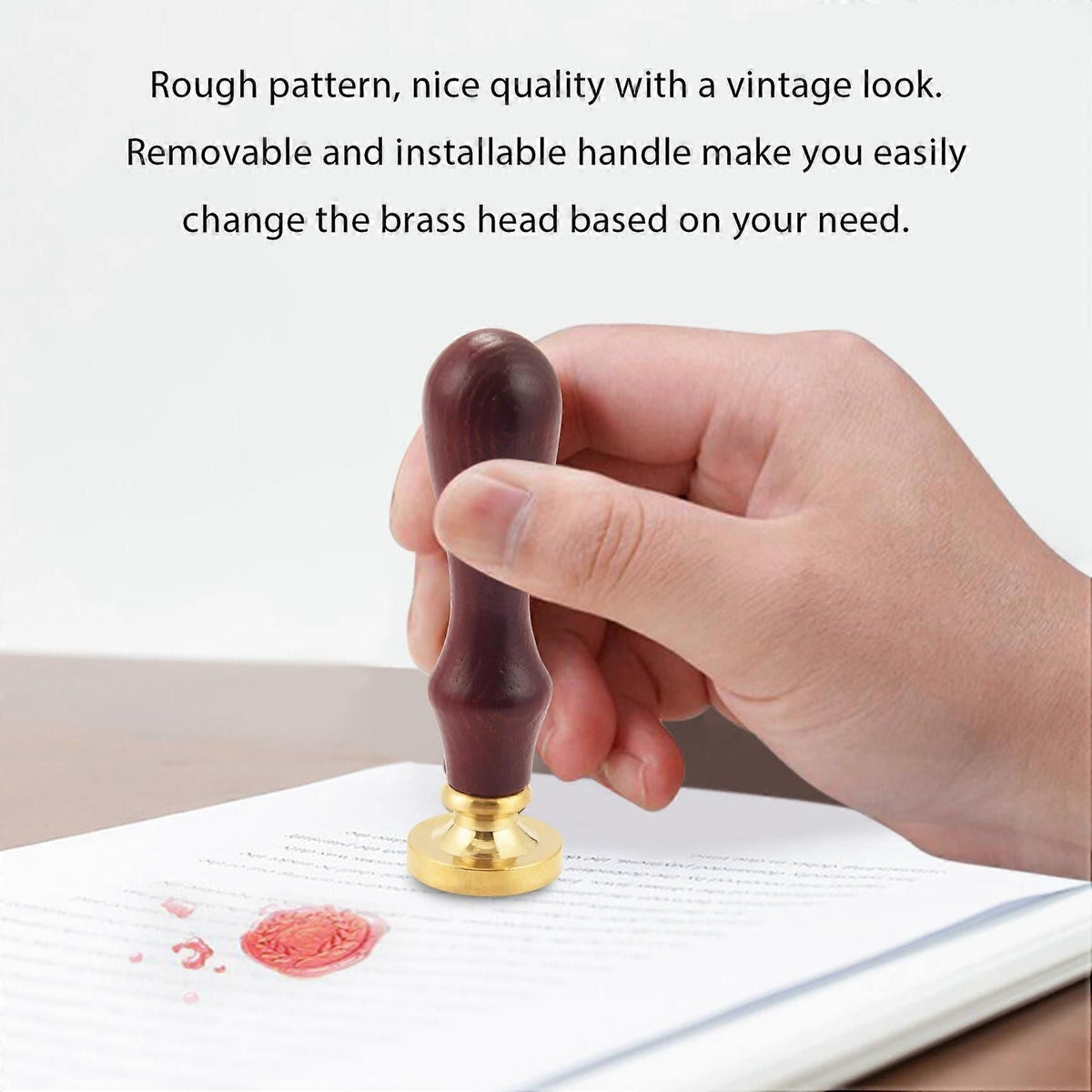 6Pcs Botanical Sealing Wax Stamp Brass Heads + 1Pc Wooden Handle