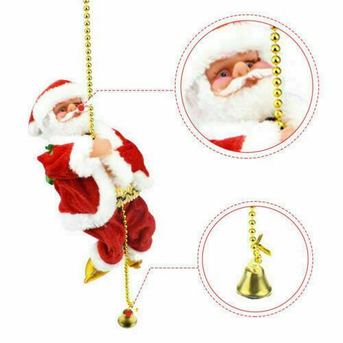 Santa Claus Musical Electric Doll Christmas Climbing Rope Santa Xmas Decor Gift Toy