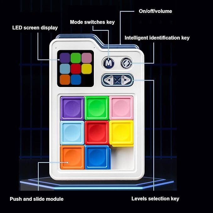 Electronic Block Slide Puzzle Brain Puzzle Game Educational Toys for Over 6 Years Old Kids