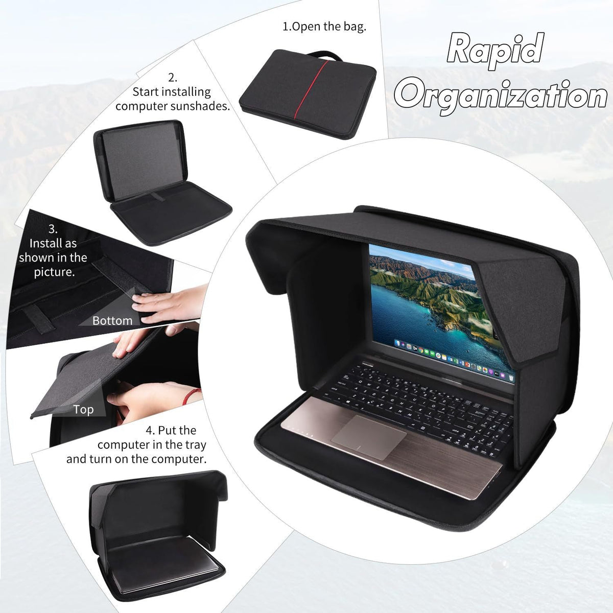 Laptop Sun Shade Laptop Sun Glare Shield Privacy Cover for Working Outside