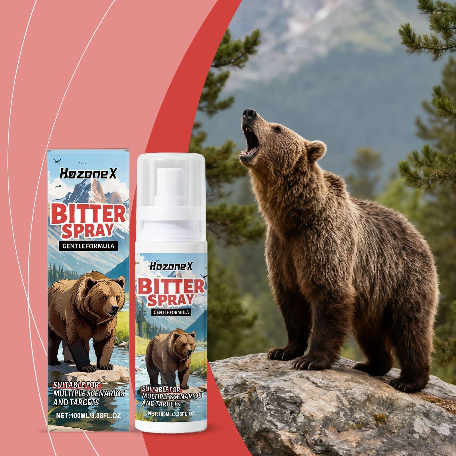 Bear Repellent Spray, Outdoor Safety, Camping Gear, Portable, Peppermint Oil ,100ml