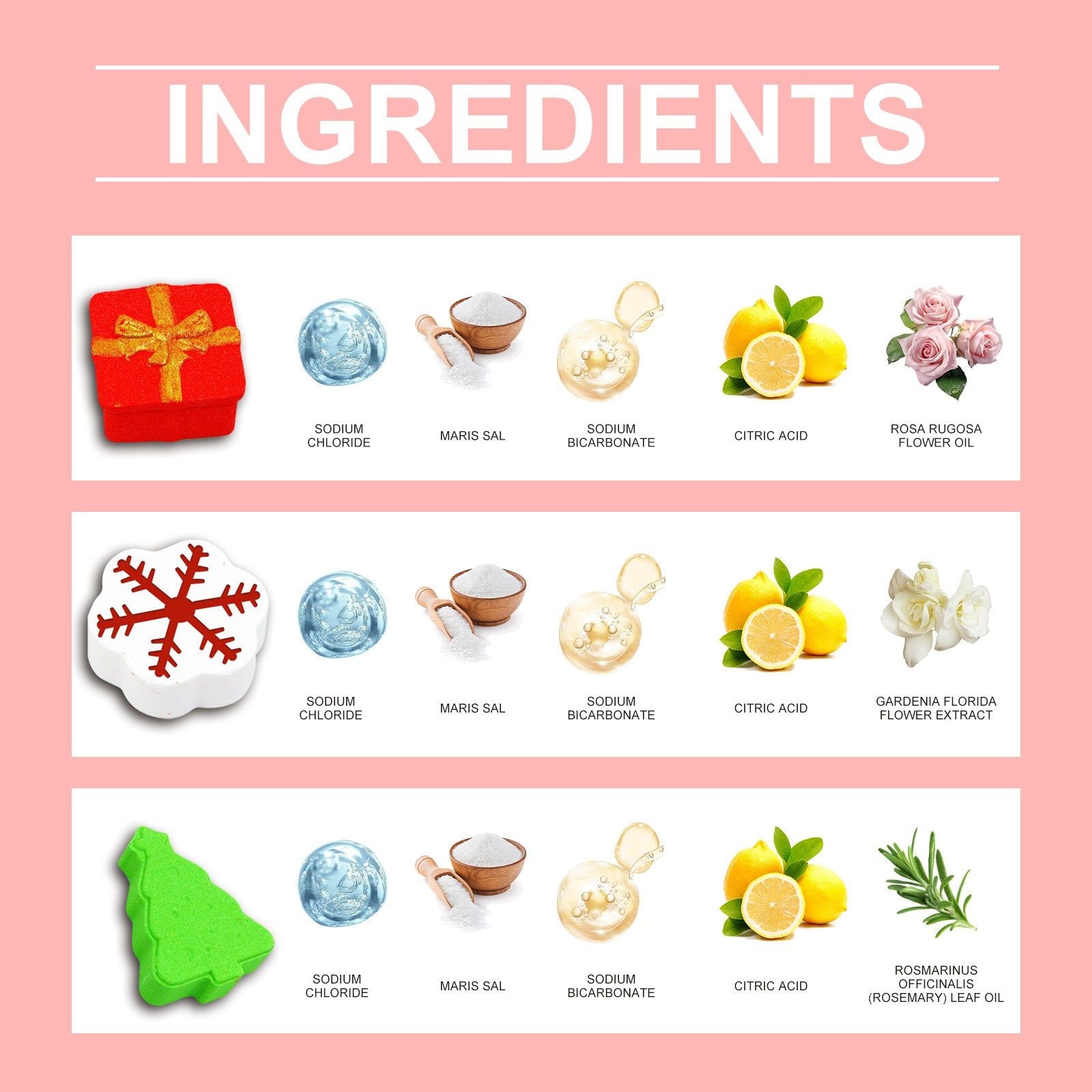 Christmas Bath Ball Set, Body Cleansing, Moisturizing, Fragrance, Spa Gift ,120g