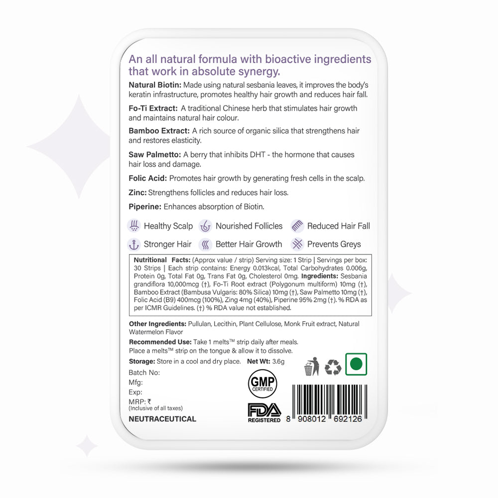 Wellbeing Nutrition Healthy Hair vitamin - Plant Based Biotin, Palmetto for Hair Nutrition, Hair Growth