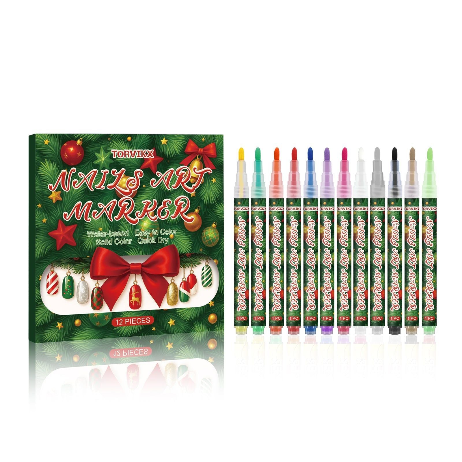 Christmas Nail Art Graffiti Pen, Festive DIY Nail Sketching, Waterproof Colorful Pen ,12pieces