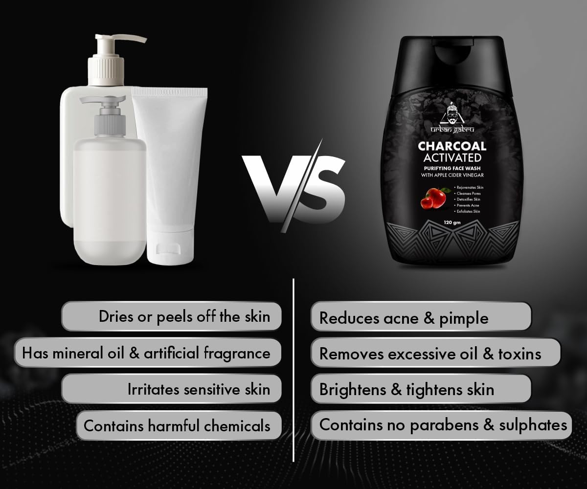 Urban Gabru Activated Charcoal Face Wash for Men 120 gm