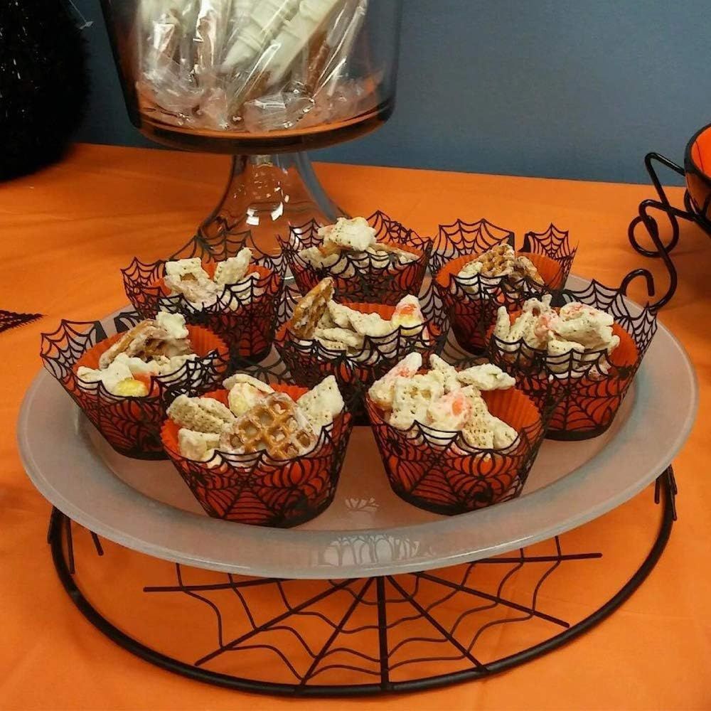 50pcs Spider Themed Cupcake Wrappers Halloween Spiderweb Dessert Bake Cake Paper