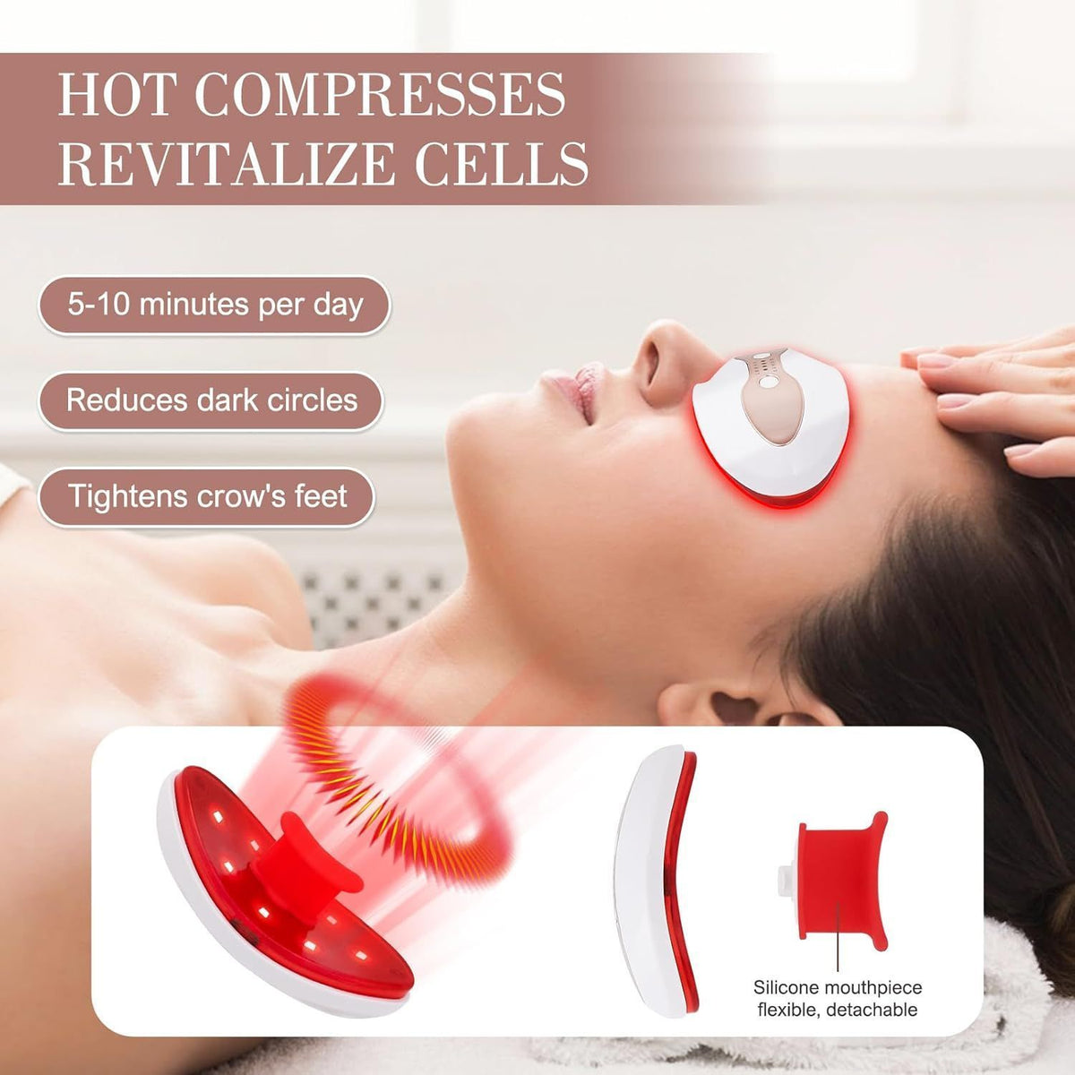 Lip Plumper Device Red Light Therapy 2 in 1 Lip and Eye Care Tool with Heated for Anti-Aging