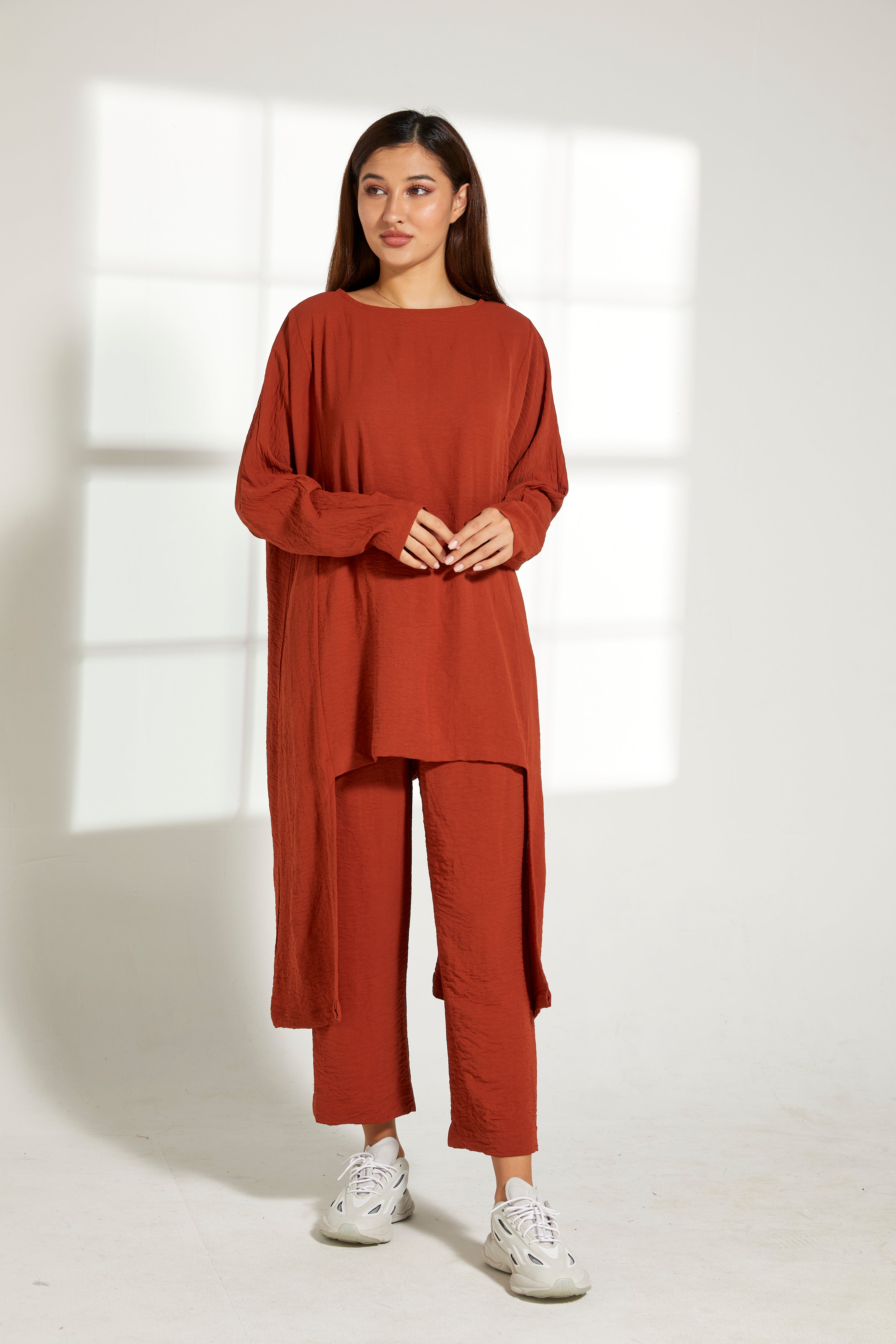 MOiSTREET Orange CEY Fabric Top and Pants Set