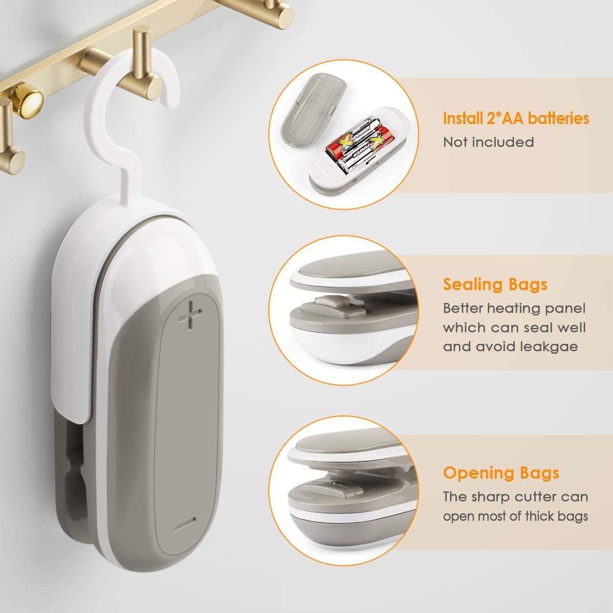 Mini Bag Sealing Machine Portable Heat Sealer Cutter Snack Clip For Food Storage