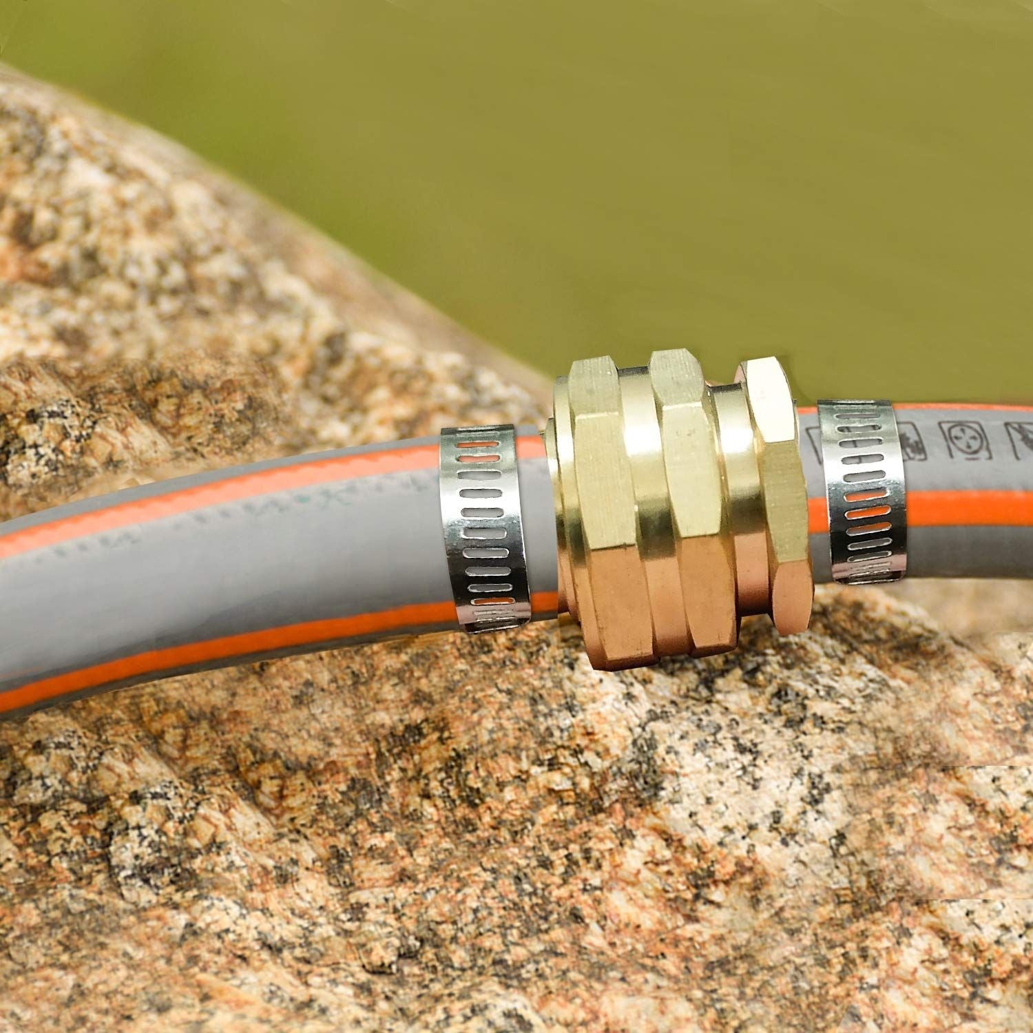 3 Pack Hose Repair Joint Kit 3/4" Two-way Water Pipe Connector Hose Fitting With Brass Clamp