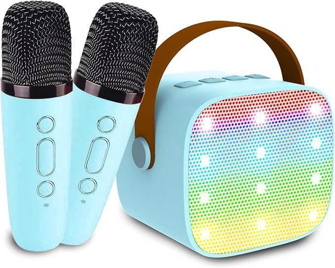 Mini Karaoke Machine With Portable Bluetooth Speaker 2 microphones Birthday Gifts for Kids