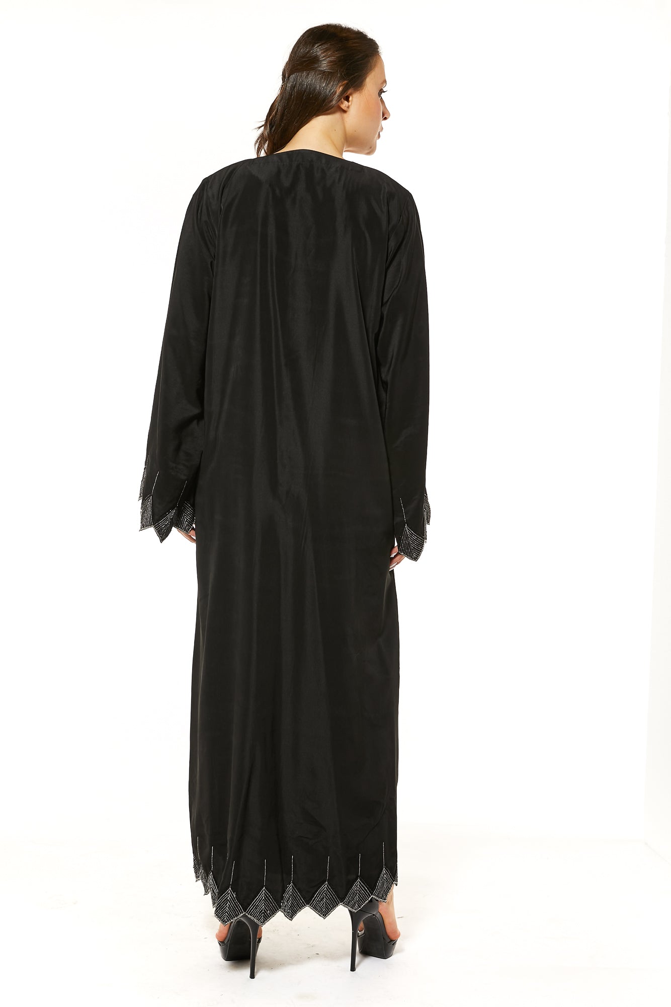 MOiSTREET Black Abaya with Tatreez and Handwork embellishment
