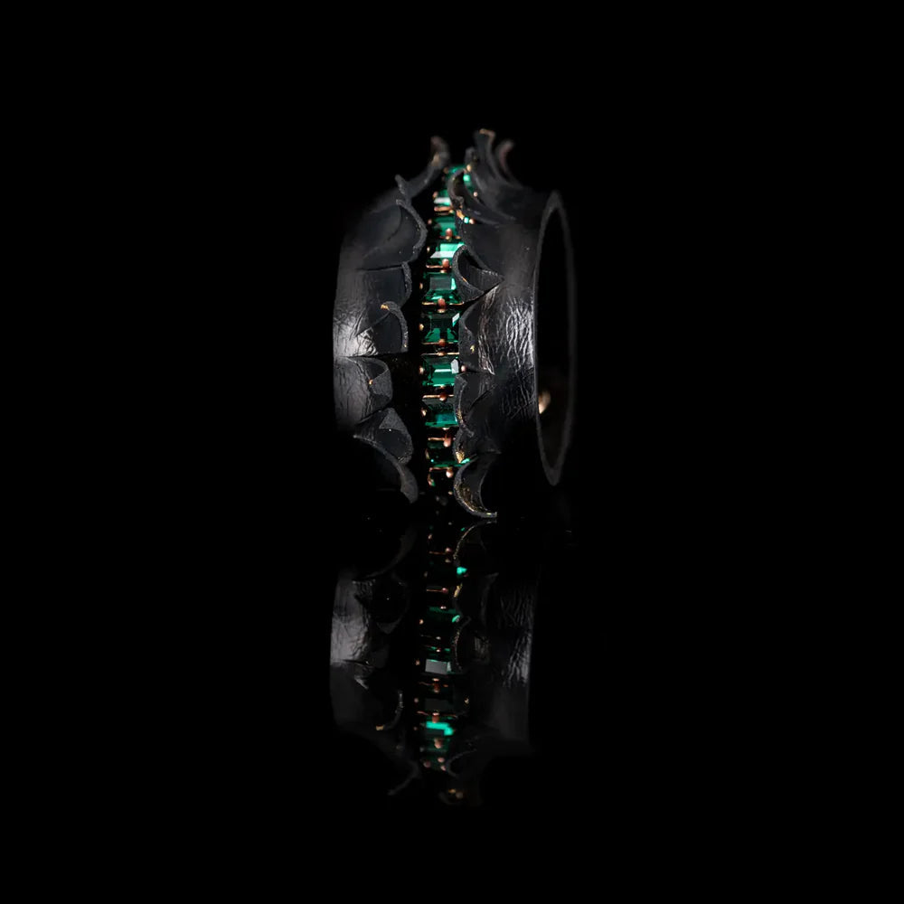 The Dark Emerald Dominion Sculpted Leather Cuff