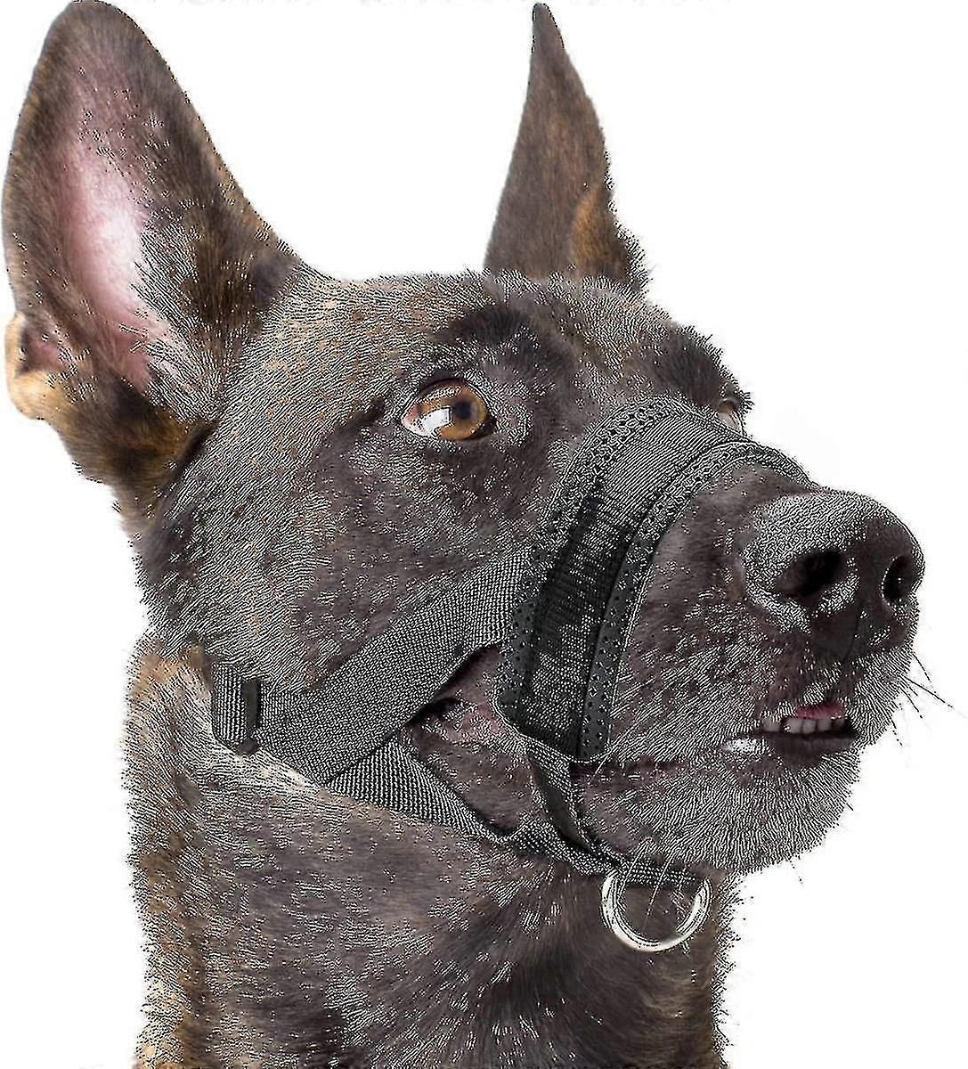 Nylon Soft Dog Muzzle, Anti-bit, Anti-bark, Anti-chew, Adjustable Ring (xl, Black) zxin