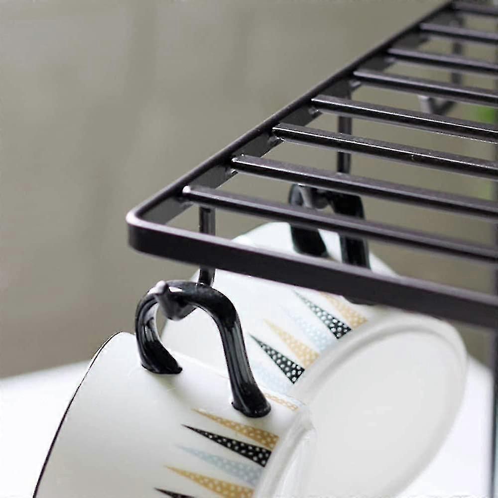 1 Pcs Coffee Cup Holder 6 Hooks Metal Cup Rack Tea Cup Display Stand For 6 Cups Saucer Spoon Sets