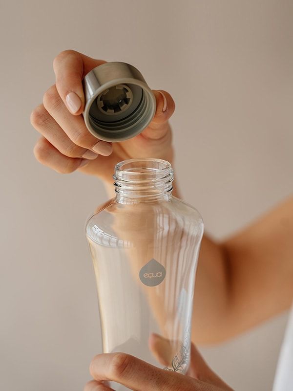 Feather glass bottle
