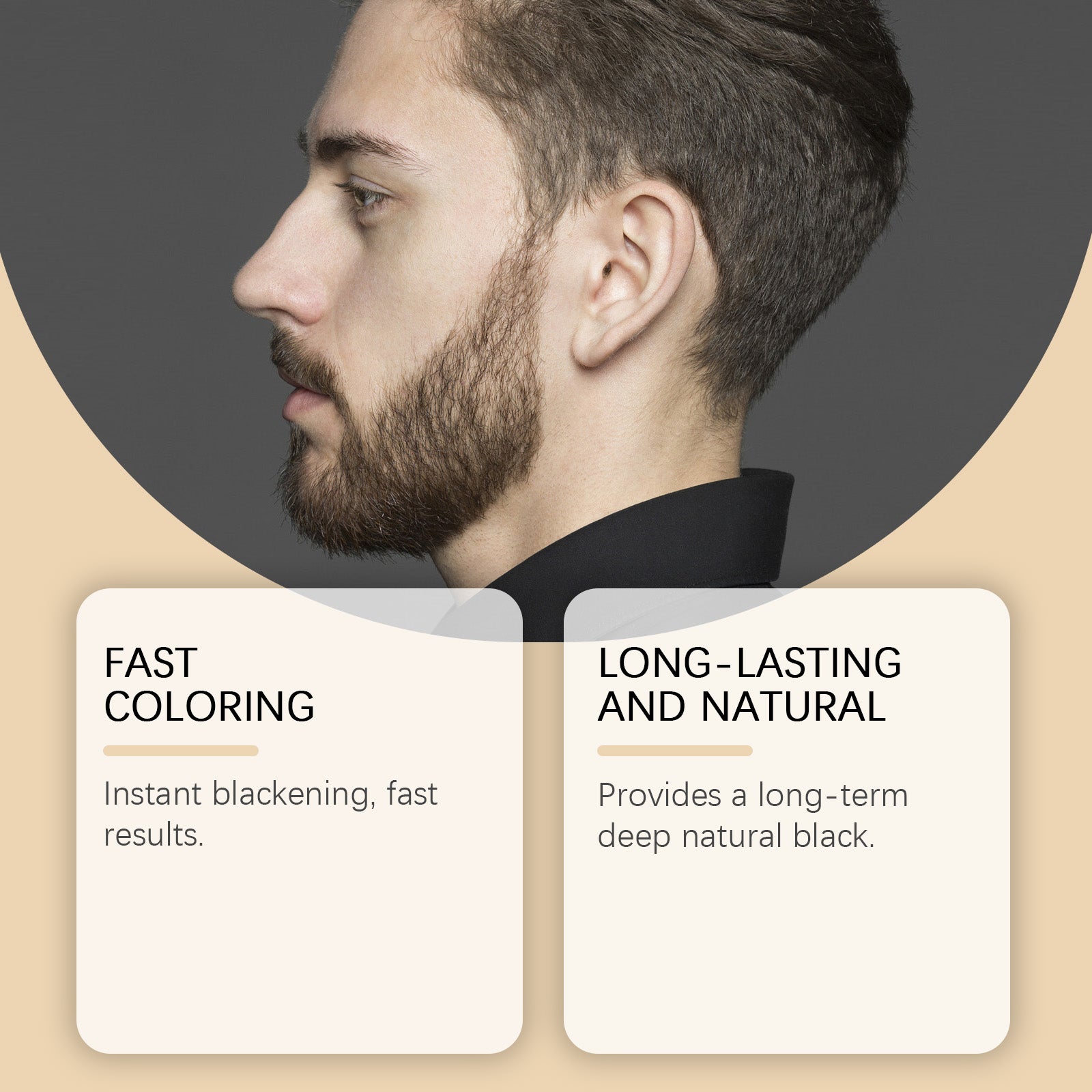 Black Beard Dye for Men, Natural, Long-Lasting, Moisturizing, Beard Care ,12ml