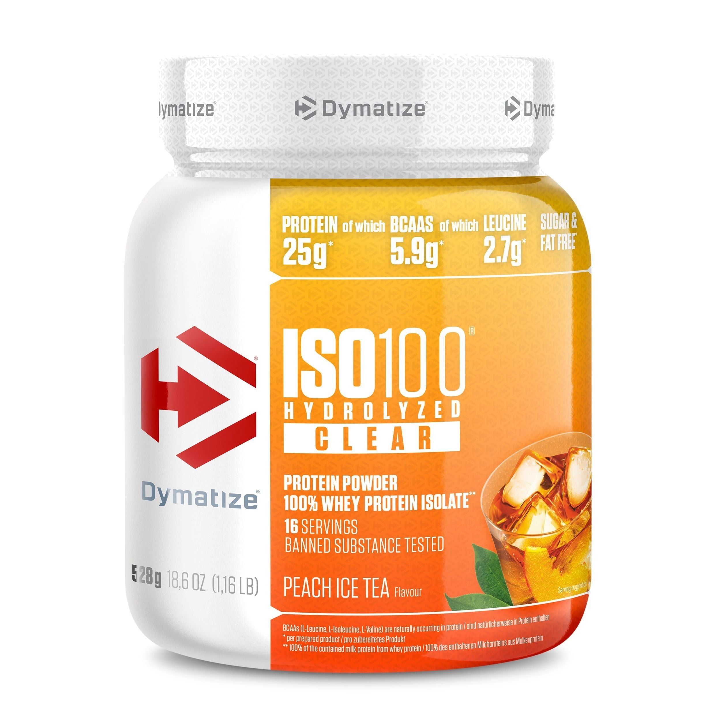 DYM ISO 100 CLEAR 1.16-LB PEACH ICE TEA