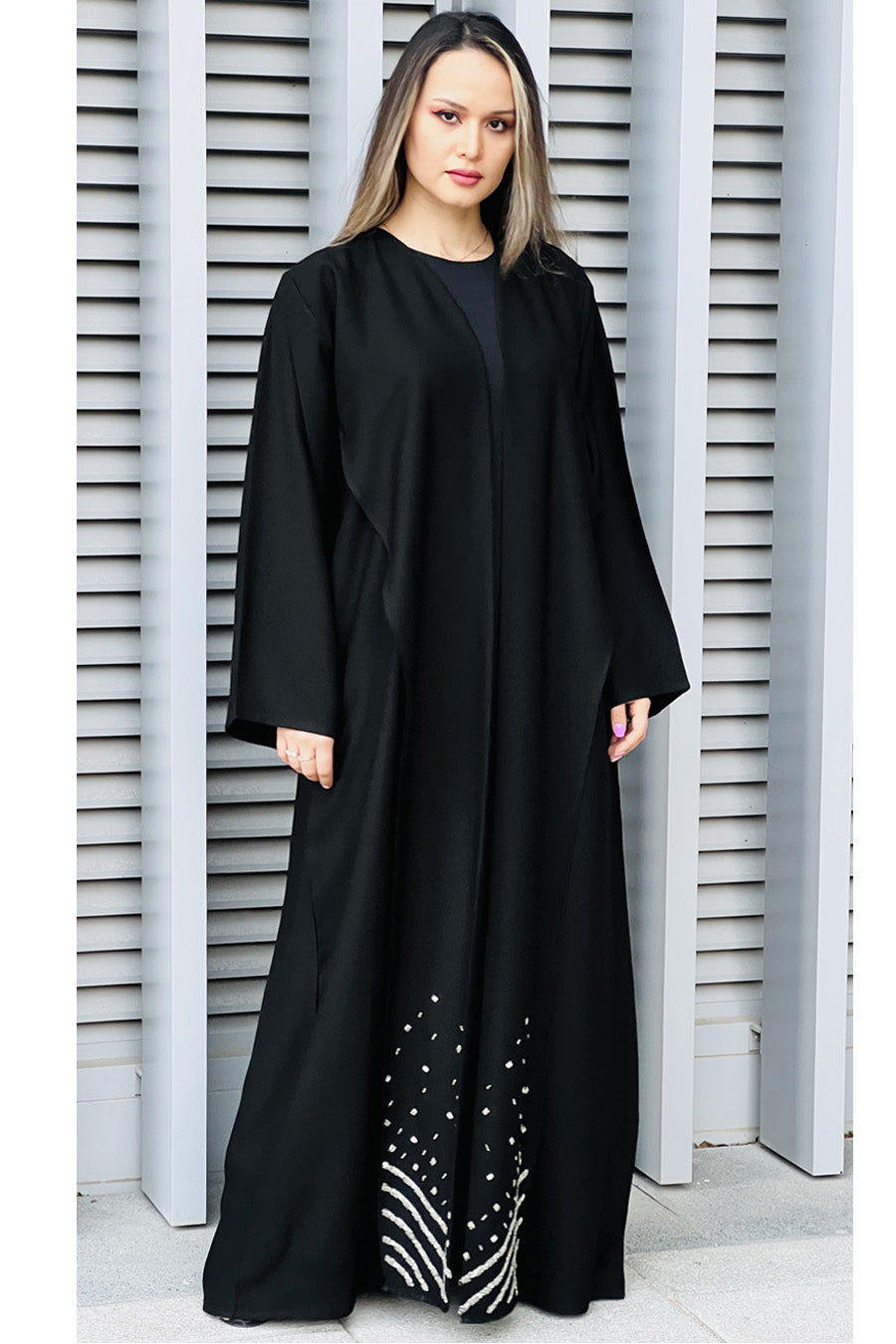 MOiSTREET Embroidered Korean Nada Black Abaya