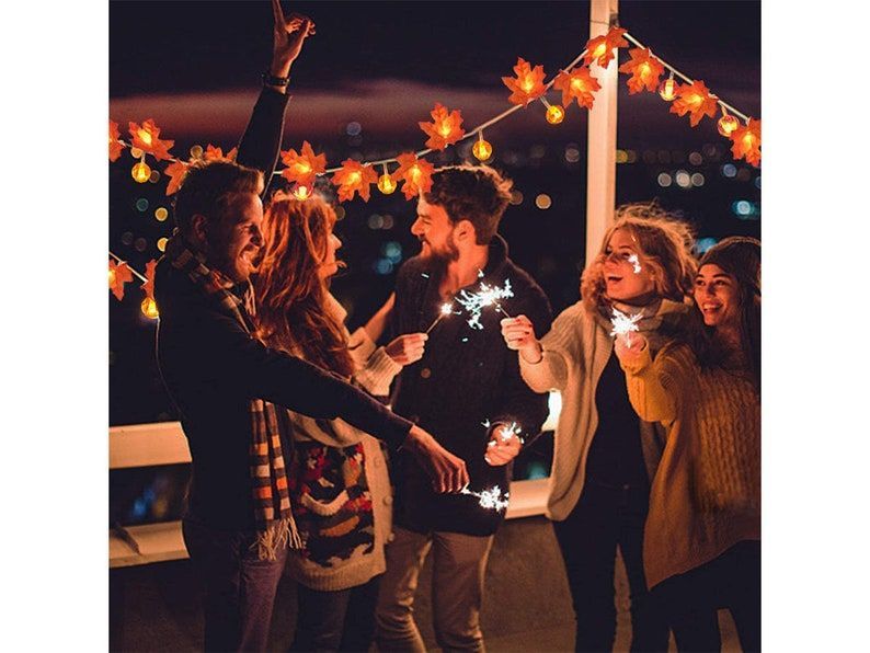LED Maple Pumpkin Lantern String Halloween Garden Decorations Lights Thanksgiving Pumpkin Lamp