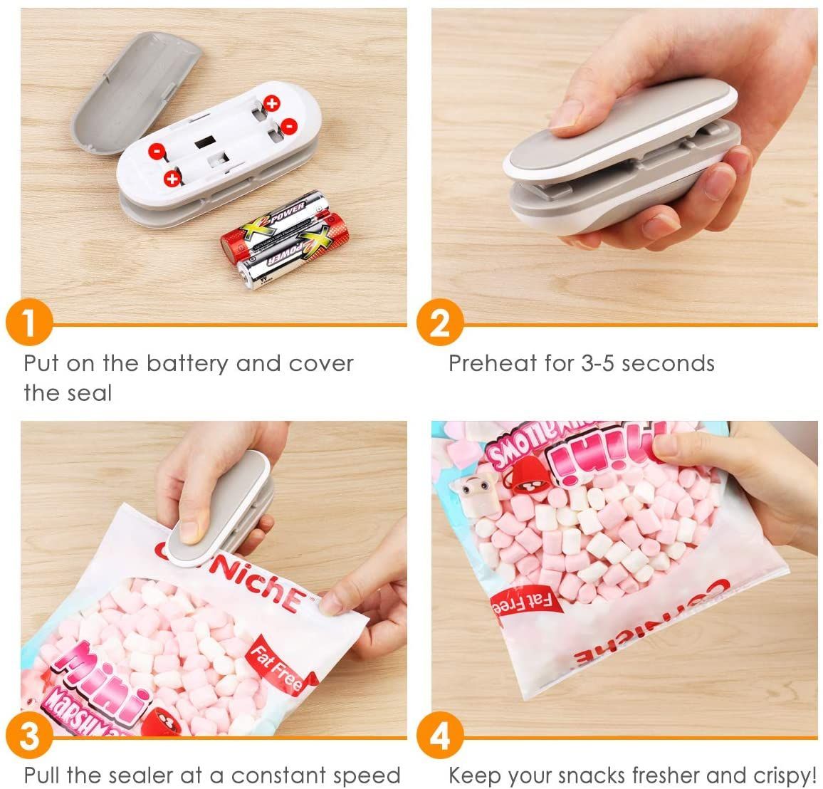 Mini Bag Sealing Machine Portable Heat Sealer Cutter Snack Clip For Food Storage