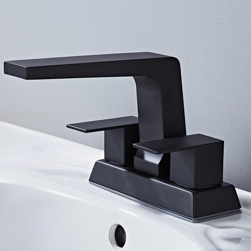 Dual Handle Bathroom Sink Faucet Black Square