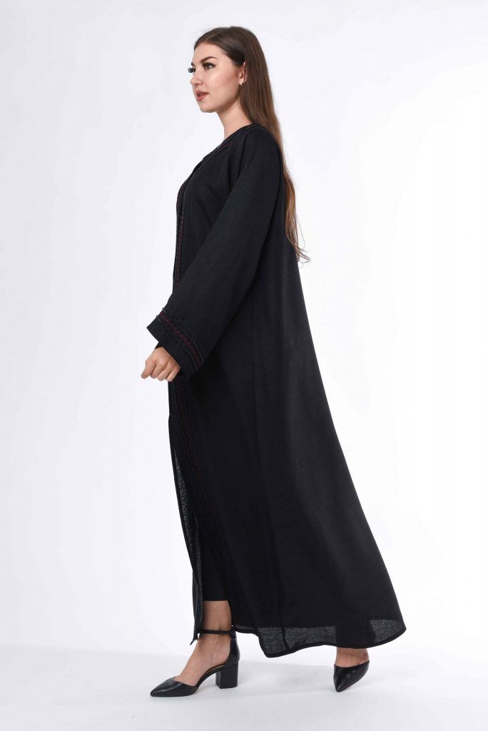MOiSTREET Black Abaya with hand embroidery