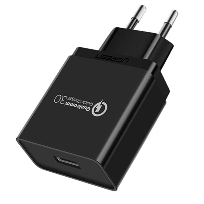 شاحن حائطي USB من UGREEN طراز CD122 بقدرة 18 واط، يدعم تقنية الشحن السريع 3.0، مزود بمقبس الاتحاد الأوروبي، محول شحن سريع