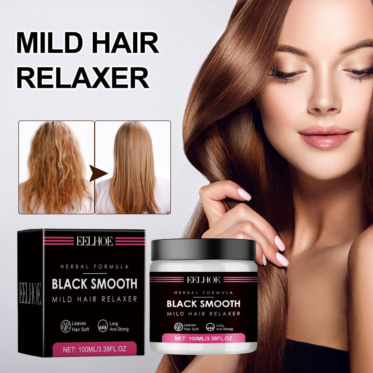 Hair Care, Gentle Nourishing Hair Relaxer for Smooth, Frizz-Free, Shiny Hair ,100ml