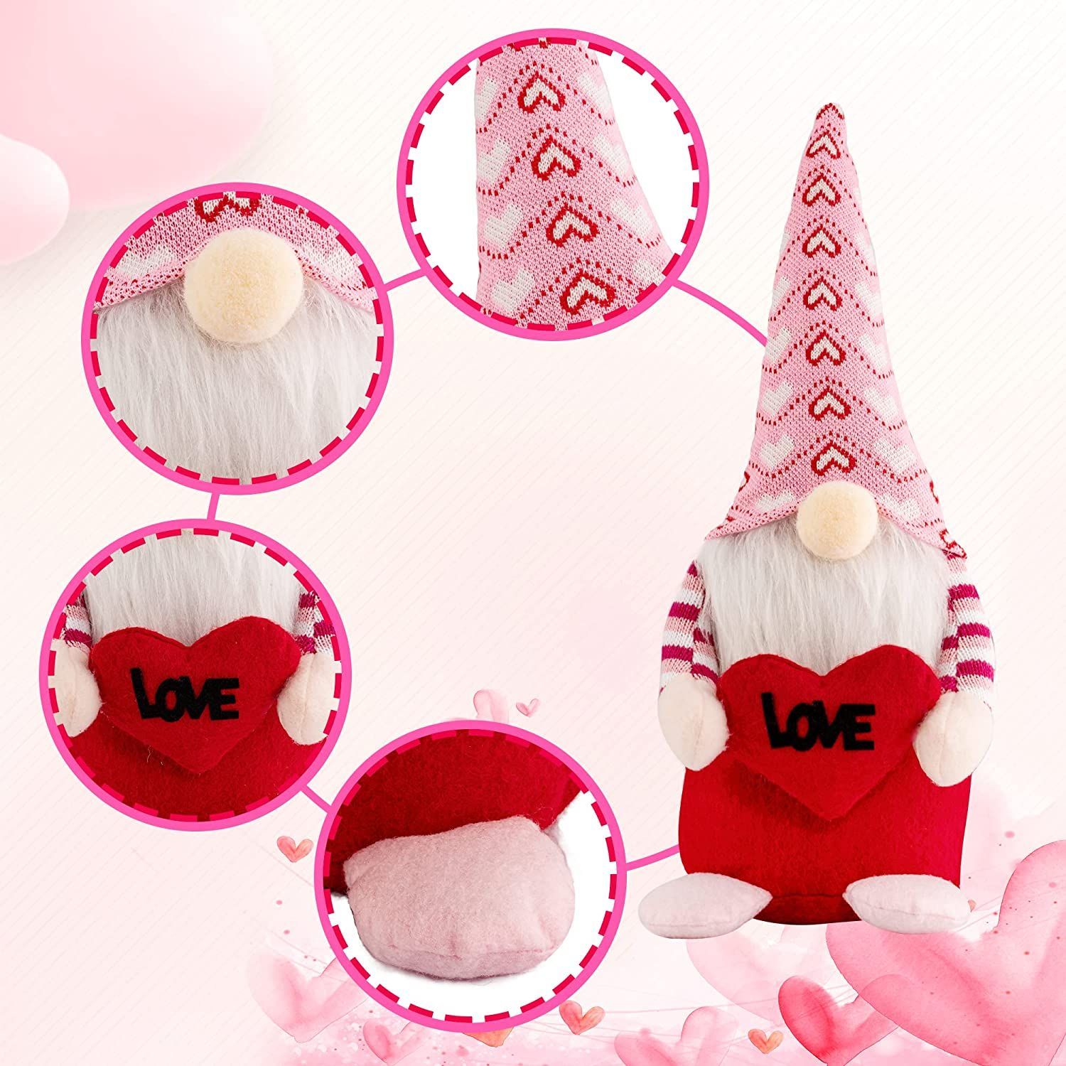 2pcs Gnome Plush Doll Valentine Decorations Faceless Rudolph Table Ornament