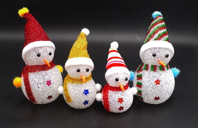 4pcs Color Changing Snowman Night Light Christmas Table Ornaments Kids Toy Home Decor