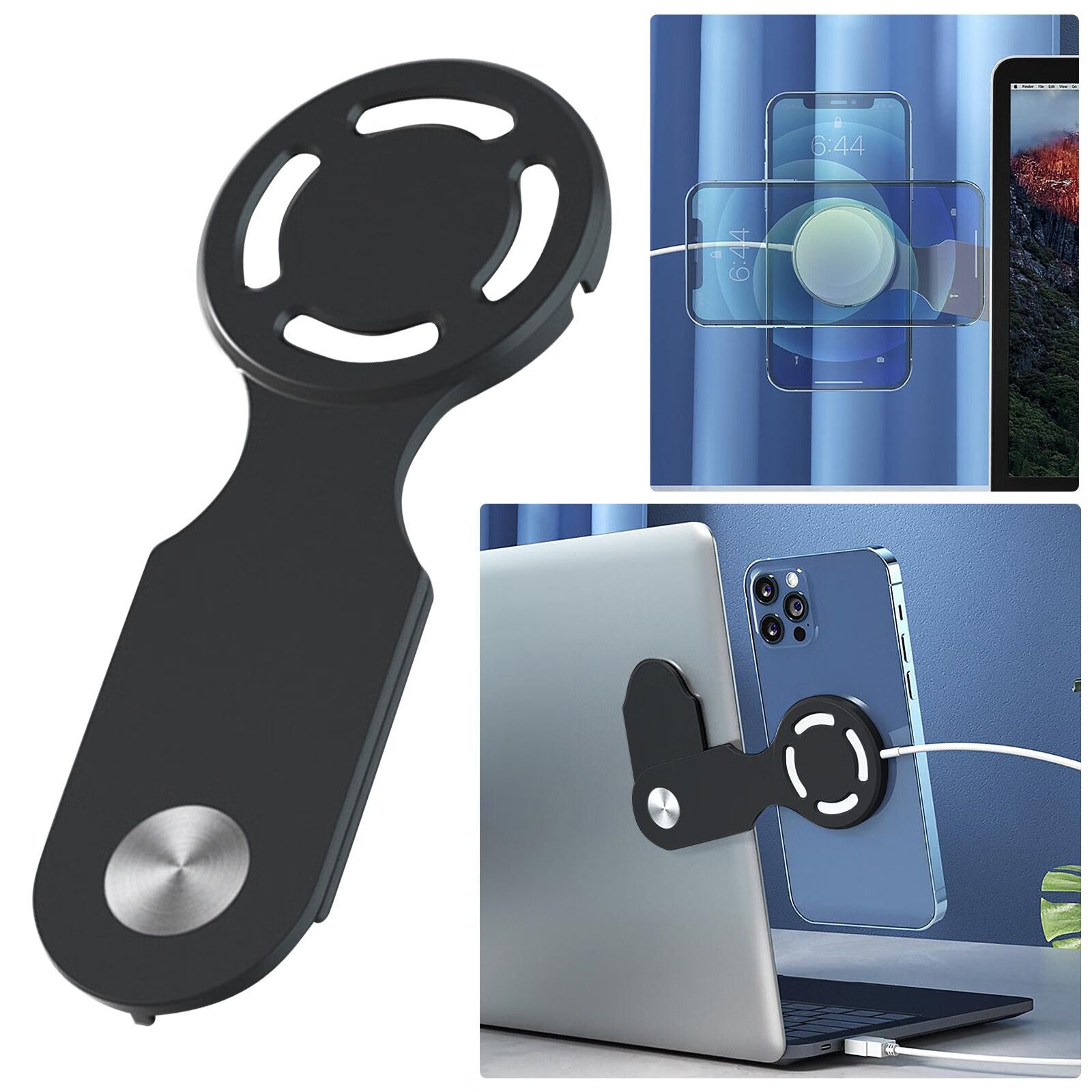 Side Screen Phone Mount Magnetic Laptop Phone Holder With Wireless Charging