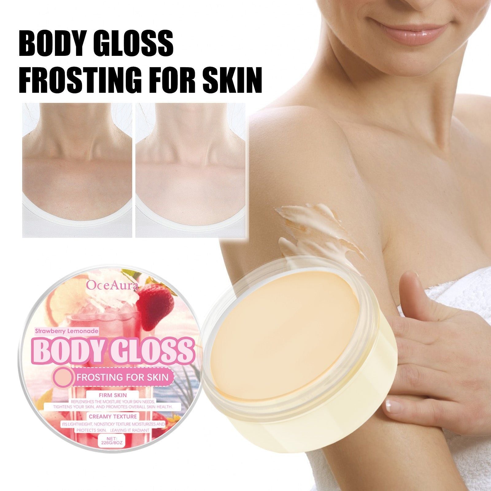 Body Gloss Frosting, Moisturize Skin, Repair Dry, Smooth, Shiny, Beauty ,226g
